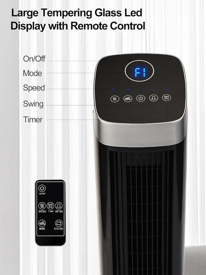 Tower Fan for Bedroom90¡ã Oscillating Standing Fan with 24H Timer 41inQuiet Bladeless Floor Fan Remote Control