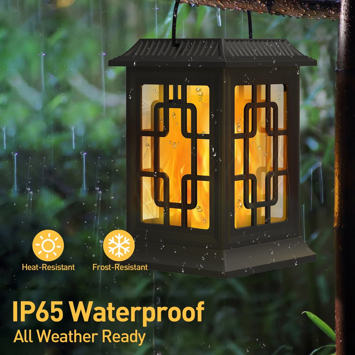 SZRSTH Solar Lanterns Outdoor, Waterproof Hanging Solar Lanterns, Garden Solar Powered Flame Lights LED Lanterns Lights for Patio Pathway Deck Yard (2 Pack)