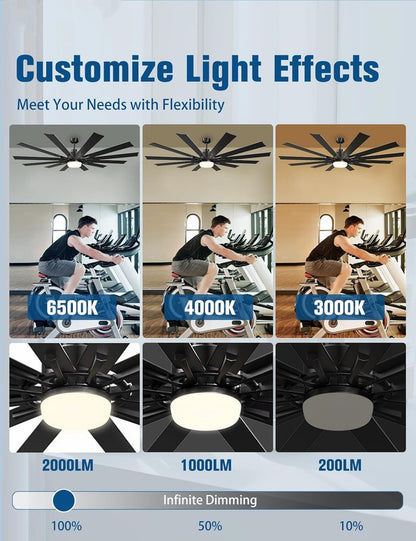 Ceiling Fans with Lights, Black Ceiling fan with Light and Remote Control, Reversible, Dimmable, Noiseless, Ceiling Fan for Bedroom, living room