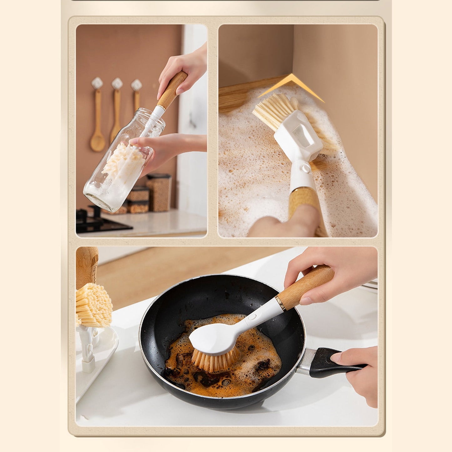 Torio Multipurpose Kitchen Cleaning Brush Set, Scratch-Free Oil Removal Brush for Pots, Stovetops, Dishes, Cookware