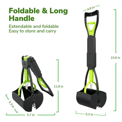 ABSOKE Pooper Scooper,Folding Dog Poop Scooper for Large Small Dogs,Portable Dog Poop Pick up Tool for Yard,Grass,Dirt,Gravel