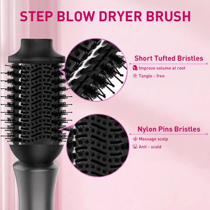 Hair Dryer Brush,4 in 1 Ceramic Oval Barrel Straightener,Hot Air Brush for All Hair Types