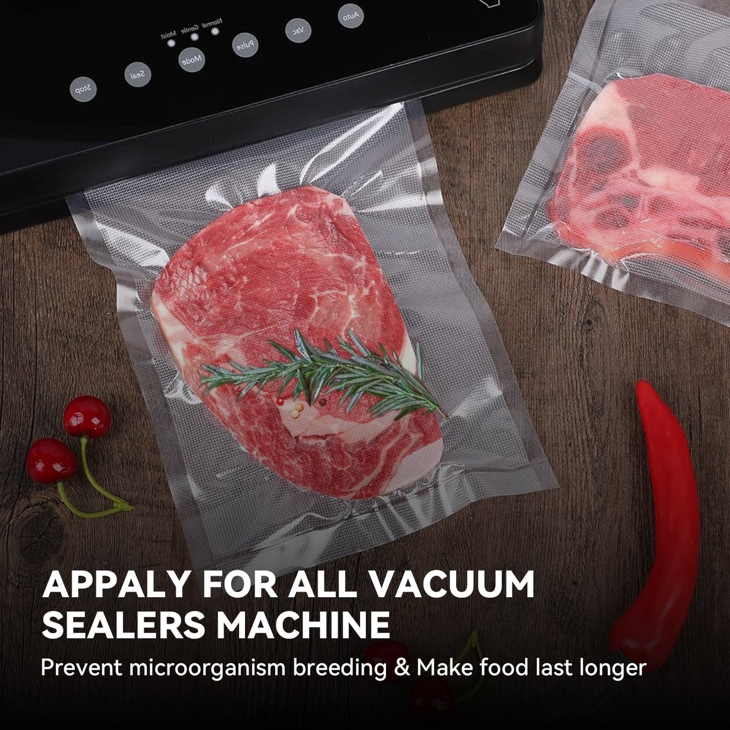 Torio BPA-Free Vacuum Sealer Bags, 2 Rolls (11.8" x 16.4') Heavy Duty Commercial Grade for Freezer & Sous Vide Cooking