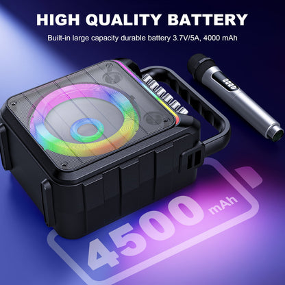 Karaoke Machine for Adults Kids - Portable Wireless Bluetooth Speaker with 2 Wireless Microphones, Supports for TWS, USB, FM, AUX in, TF Card, for Party, Meeting