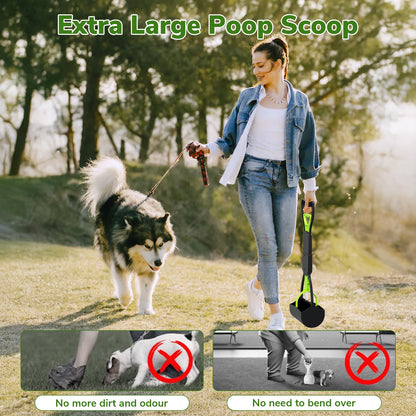 Poop Scooper for Outdoor Dog Walking Non-Breakable Poop Picker with Long Handle Foldable 27.6inch Poop Pick Up Tool