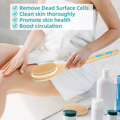 Torio Long Handled,Shower Brush with Dual Sided Massage Head Deep Clean and Relaxation for All Ages