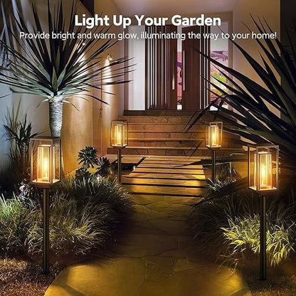 4 Pack Bigger Size Solar Lights for OutsideWaterproof Solar Powered Outdoor Lights for Yard Path Landscape WalkwaySolar Pathway Lights OutdoorSuper Bright Up to 14Hrs Solar Garden Lights