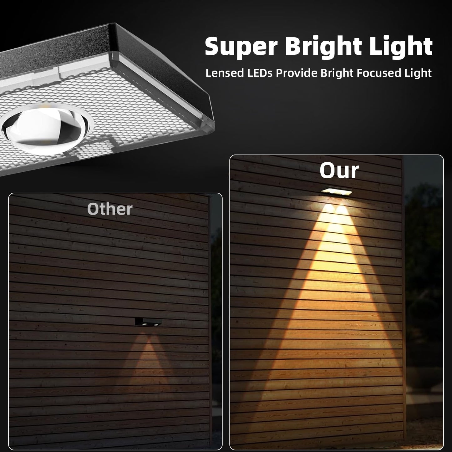 Solar Fence Lights Outdoor - Waterproof 3 Mode Solar Deck Lights for Outside Yard Railing Step Patio Stair and Wall (6 pack)