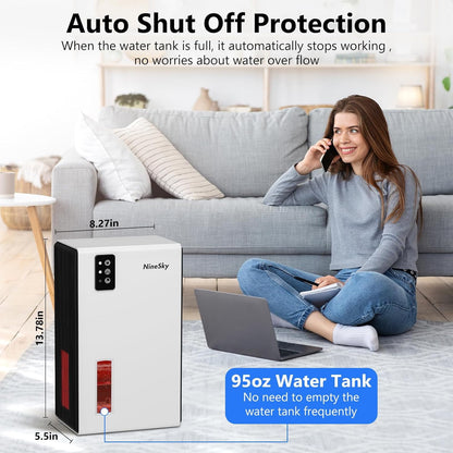 SZRSTH Dehumidifier for Home, 95 oz Water Tank, 800 sq.ft Auto Shut off Small Dehumidifiers for Bathroom Bedroom with 7 Colors LED Light (White)