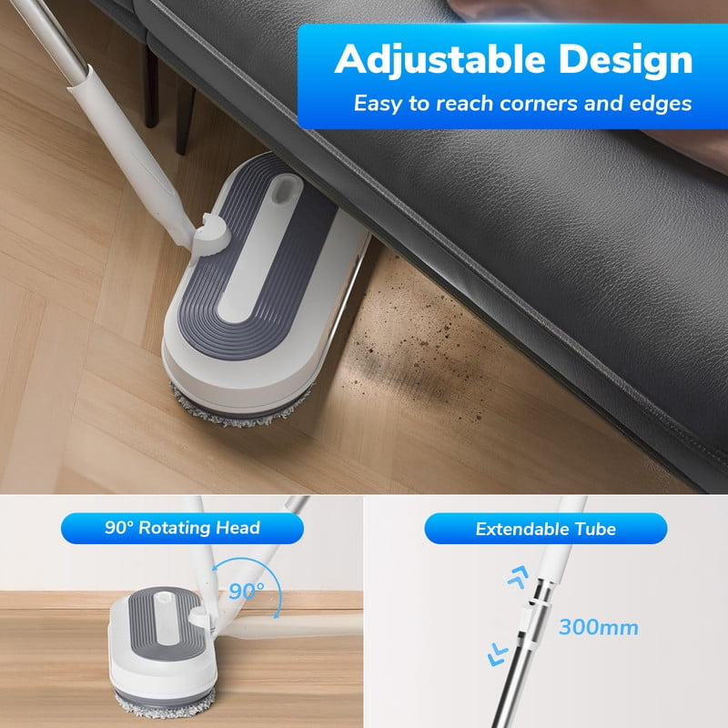 Cordless Electric Mop for Home, Electric Spin Mop with LED Headlights & 200ml Water Tank, Up to 50mins Working Time