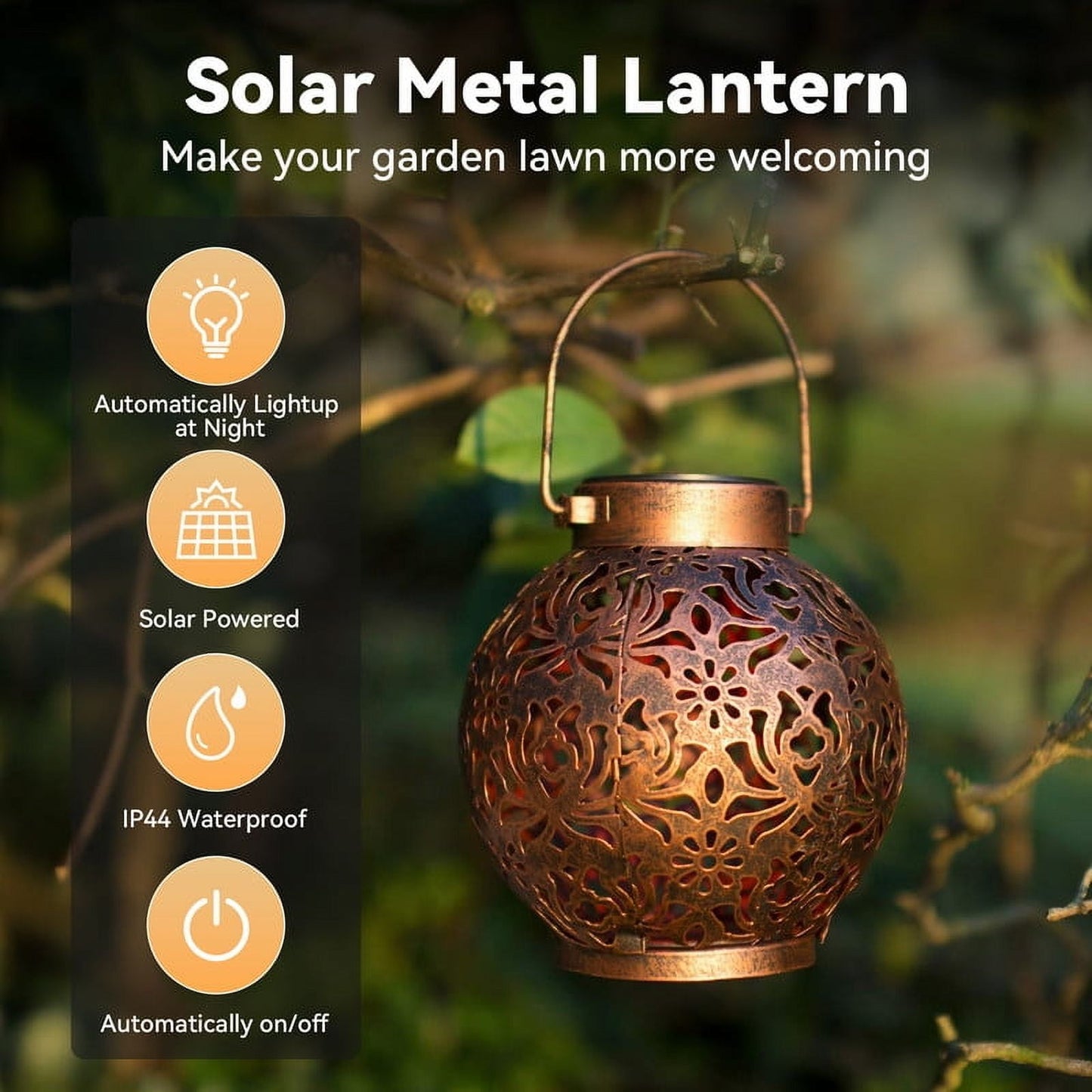 Outdoor Solar Hanging Lantern Lights, Christmas Decorations Gift for Women Garden Decor Patio Lawn Yard