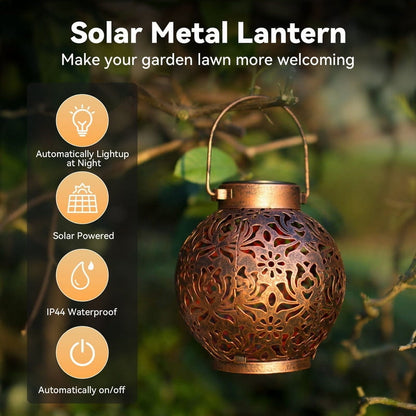 Outdoor Solar Hanging Lantern Lights, Christmas Decorations Gift for Women Garden Decor Patio Lawn Yard