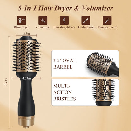 Hair Dryer Brush for Home: 5 in 1 Hot Air Brush with Negative Ion - Professional Blow Dryer Brush