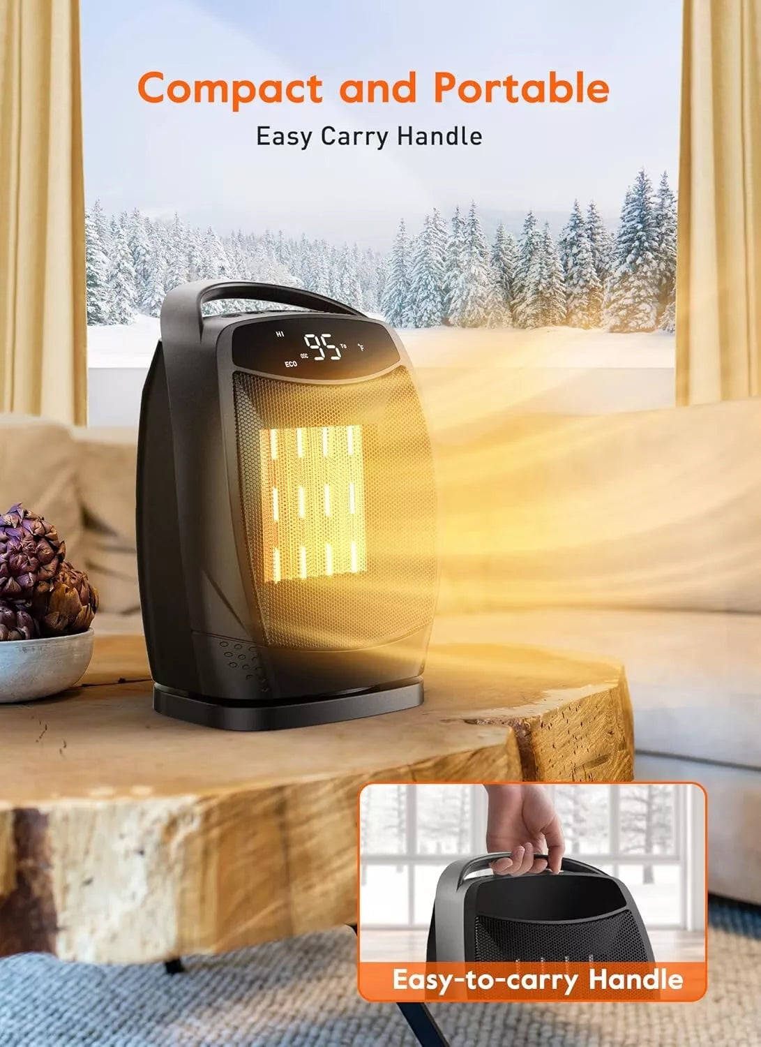 Energy-Efficient Ceramic Heater with Timer - Perfect for Bedroom & Study