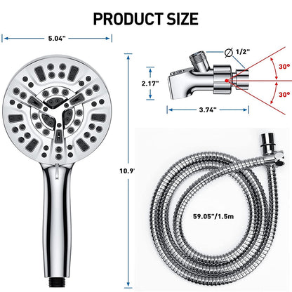 ATUPEN Shower Head with Handheld, High Pressure 10 Modes with 59" Stainless Steel Hose Adjustable Holder
