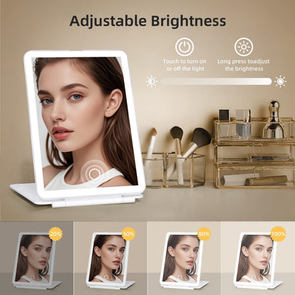 TORIO Portable Makeup Mirror with 72 LED Lights, USB Rechargeable, 3 Adjustable Light Settings – Perfect for Travel, Home, and Makeup Application