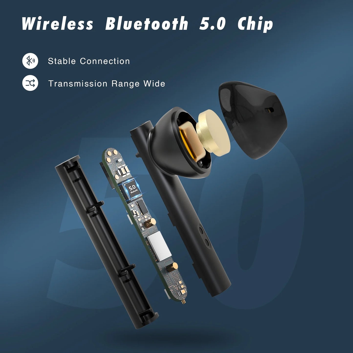 Wireless Earbuds Wireless In-ear Headphones with HD Stereo Sound, Bluetooth 5.0, USB-C Quick Charge, 20 Hours Runtime, IPX5 Waterproof, True Wireless Experience for Work / Sport / Running