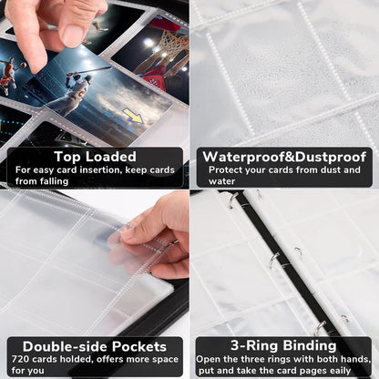 TORIO Card Storage Binder, 720 Capacity, Ideal for Sports Cards, Trading Cards, and Credit Cards