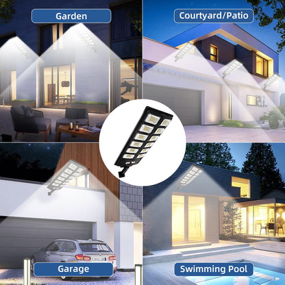 IJIL Solar Street Lights Outdoor - 7000K Waterproof Motion Sensor LED Solar Parking Lot Lights with Remote for Yard Outside