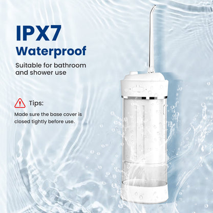 Portable Water Flosser for Teeth: Oral Irrigator Water Teeth Cleaner Pick with 5 Modes, Rechargeable 5 Jet Tips Floss Picks for Home Travel,White