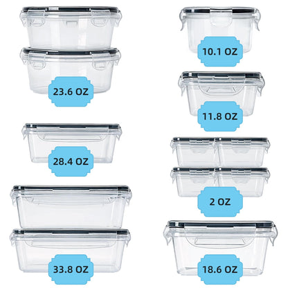 Food Storage Containers Set with Lids - BPA-Free Airtight Plastic Containers for Pantry & Kitchen Organization