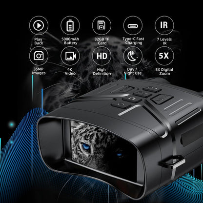 Night Vision Goggles - 4K Binoculars 5000mAh Battery, 32GB TF Card 3" HD Screen for Camping Security, Black
