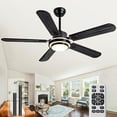 52 Inch Black Ceiling Fans with Lights Remote Control,5 Blades Solid Wood Noiseless Modern Ceiling Fans for Indoor,Outdoor,Bedroom,Living Room,Office,Farmhouse,Patio
