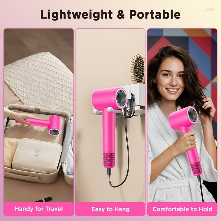 detects motiond Hair Dryer, 110000 RPM Ionic Travel Blow Dryer Mothers Day Gifts for Women, Pink