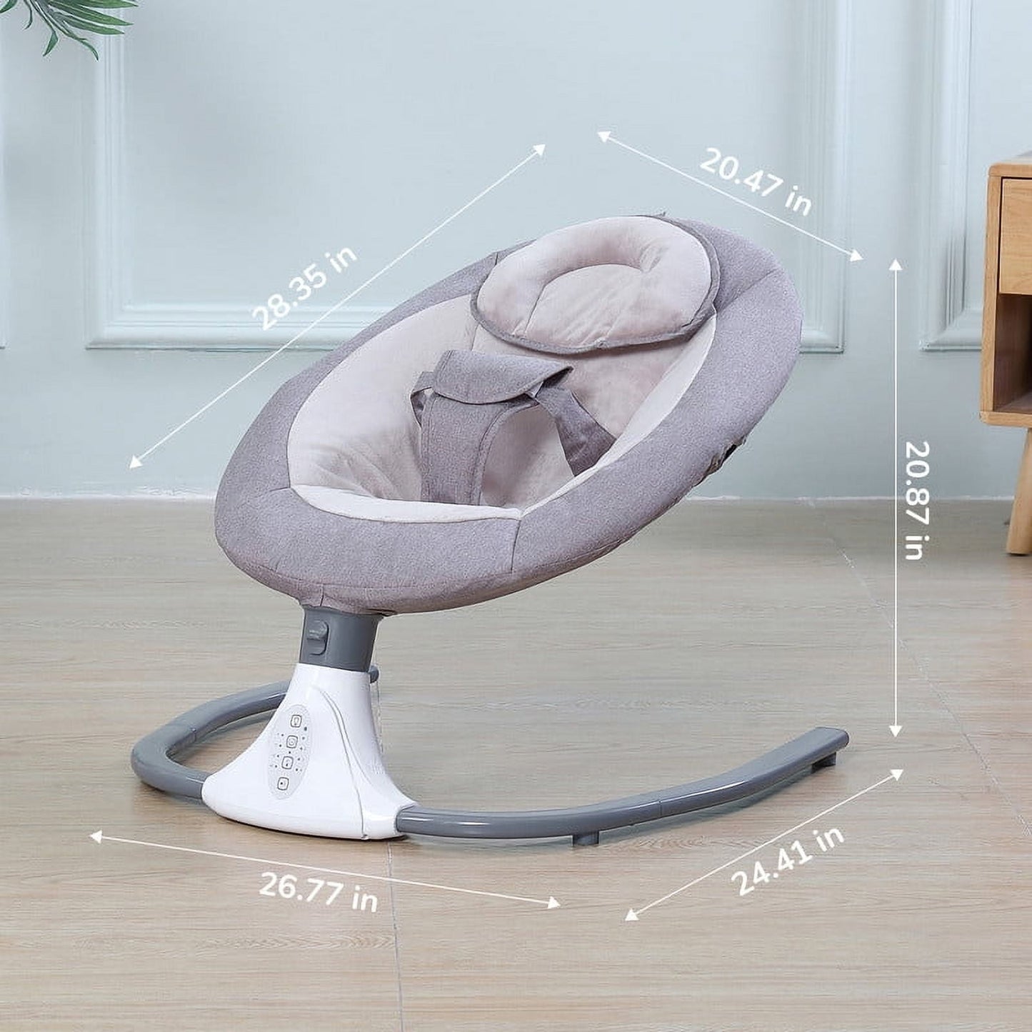 Kailwokk Electric Baby Swing for Infants, Portable Infant Swing with App Remote Bluetooth Control, 4 Sway Speeds, 12 Lullabies(Gray)