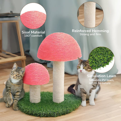 Cat Scratching Post: Mushroom Cat Tree, Cute Cat Tower with Natural Sisal Rope Cat Scratching Posts for Indoor Cats Adults and Kitten