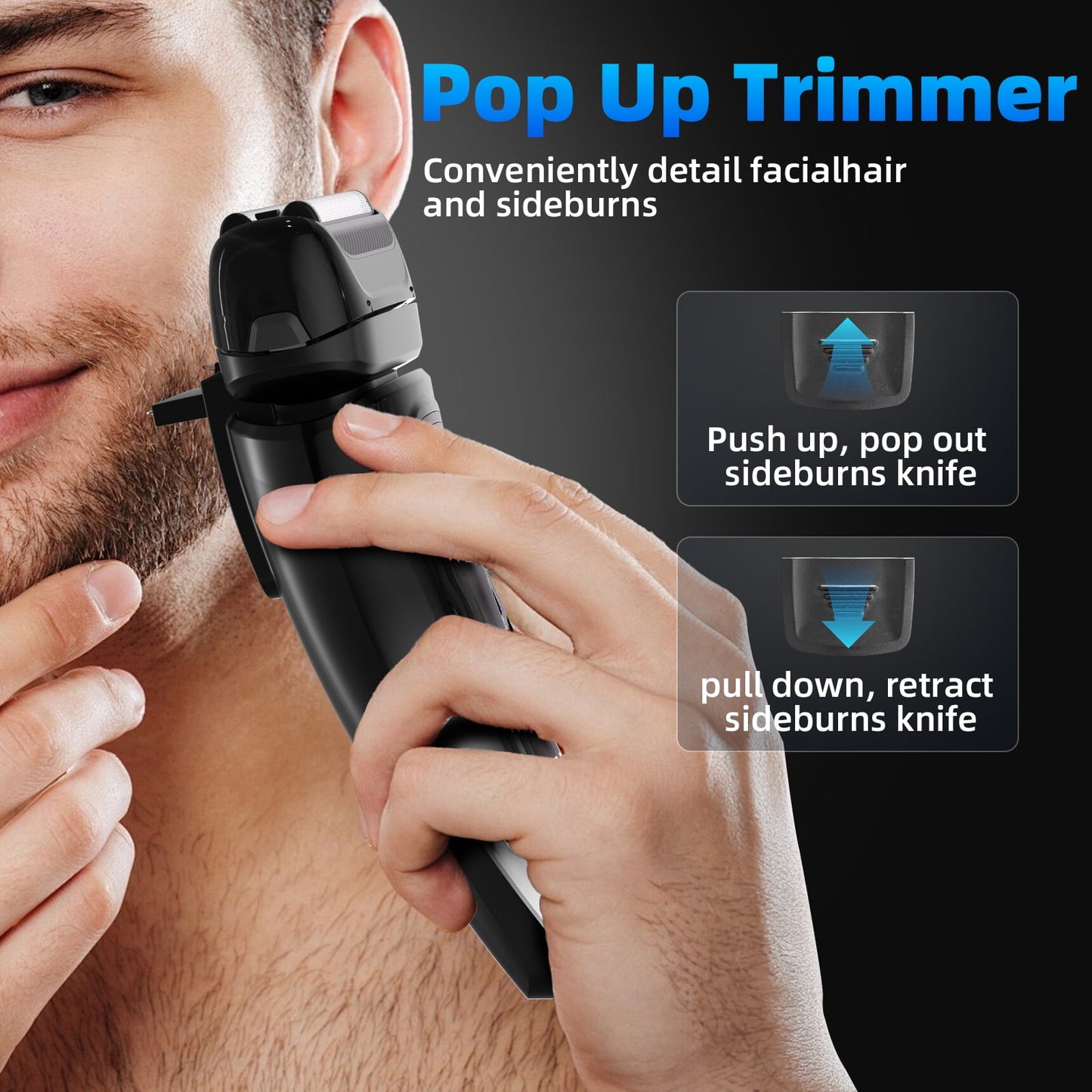 Electric Razor for Men - Handheld Design Hair Trimmer with LED Display Cordless Foil Shaver