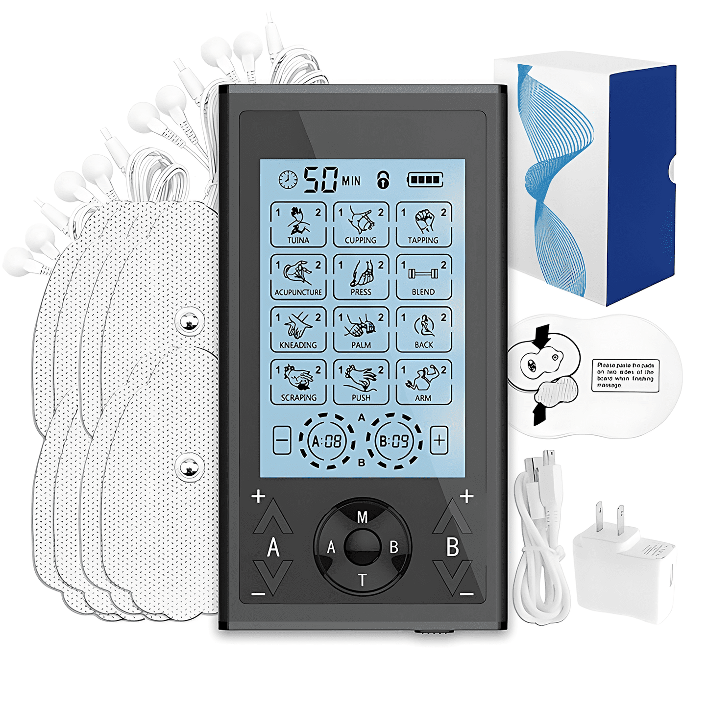 Muscle Stimulator - 24 Modes Massage Machine , Rechargeable Electronic Massager with 20 Intensities