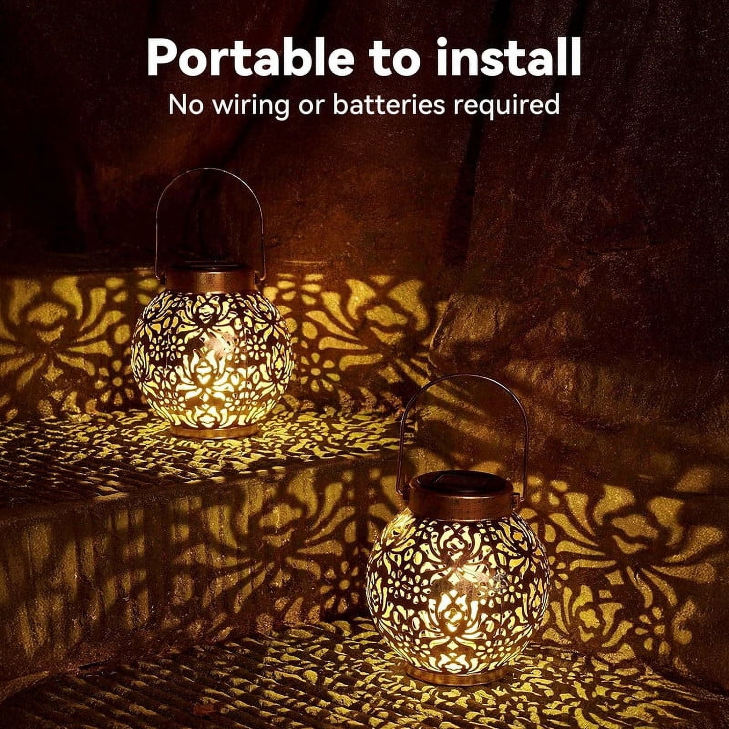 Outdoor Solar Hanging Lantern Lights, Christmas Decorations Gift for Women Garden Decor Patio Lawn Yard