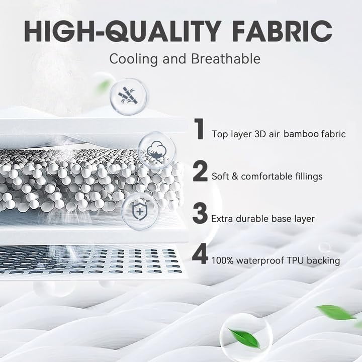 King Viscose Made from Bamboo Mattress Protector Waterproof Mattress Pad Cover with Deep Pocket