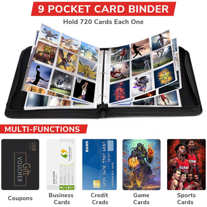 TORIO Card Storage Binder, 720 Capacity, Ideal for Sports Cards, Trading Cards, and Credit Cards
