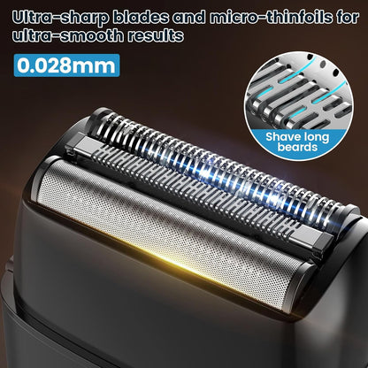 Razor for Men, Foil Shavers with 3 Blade Heads IPX7 Waterproof LED Display USB-C Rechargeable,Electric Shaver with Wet/Dry for Face/Beard/Head/Bald Shavers