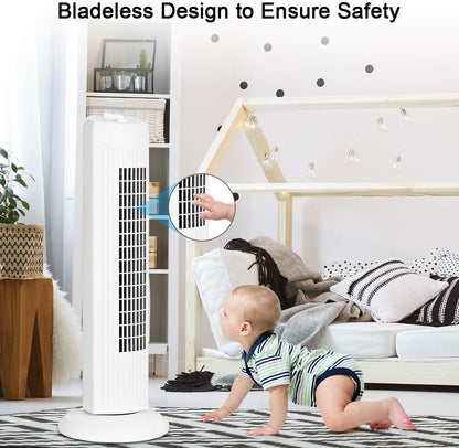 ATUPEN Smart Tower Fan for Bedroom, 26ft/s High-Speed 40" Standing Fan, 5 Speeds 4 Modes, Quiet 90° Bladeless Oscillating Fan with Remote, 12H Timer, Touch Control