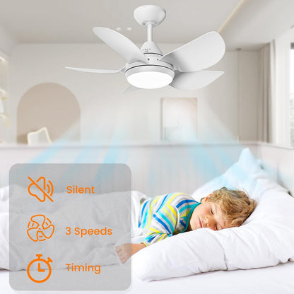 Ceiling Fans with Lights and Remote - Socket Fan Light with Dimmable Led Light Bulb, 3 Colors 3000K-6500K, 2000 Lumens, Screw in Small Ceiling Fan for Bedroom Living Room Kitchen Garage