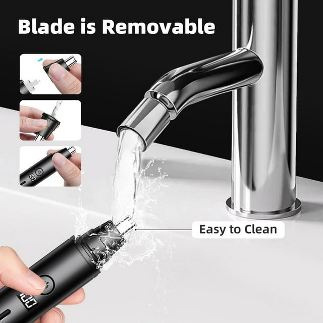 Nose Hair Trimmer, Rechargeable Nose Hair Trimmer for Men Women, IPX7 Waterproof, Detachable Head, Easy to Clean, Portable Travel Size Nose Trimmer