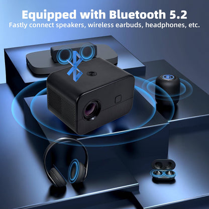 AMBLER 4K Projector with WiFi and Bluetooth, 20000L Native 1080P Outdoor Portable Movie Video Projector