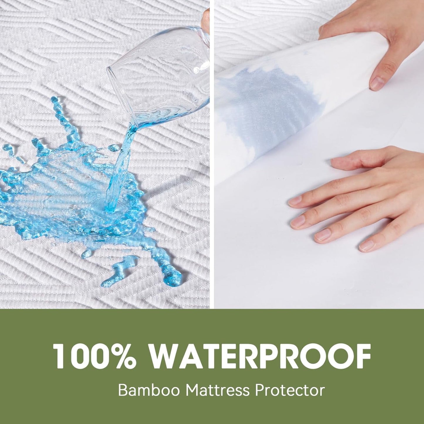 King Viscose Made from Bamboo Mattress Protector Waterproof Mattress Pad Cover with Deep Pocket