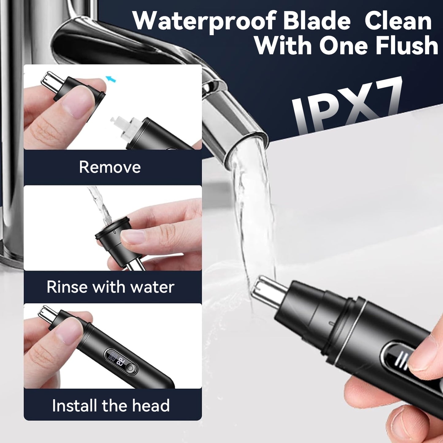 Ear & Nose Hair Trimmer for Men Women: Professional Painless Ear Eyebrow & Facial Hair Trimmer Clipper with Powerful Motor and Dual-Edge Blades, Wet/Dry