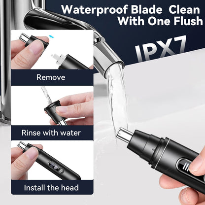 Ear & Nose Hair Trimmer for Men Women: Professional Painless Ear Eyebrow & Facial Hair Trimmer Clipper with Powerful Motor and Dual-Edge Blades, Wet/Dry