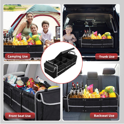 Kailwokk Trunk Organizer for SUV, Collapsible Multi Compartment Waterproof Car Organizer with Leakproof Insulated Bag for Car Accessories for Women Men