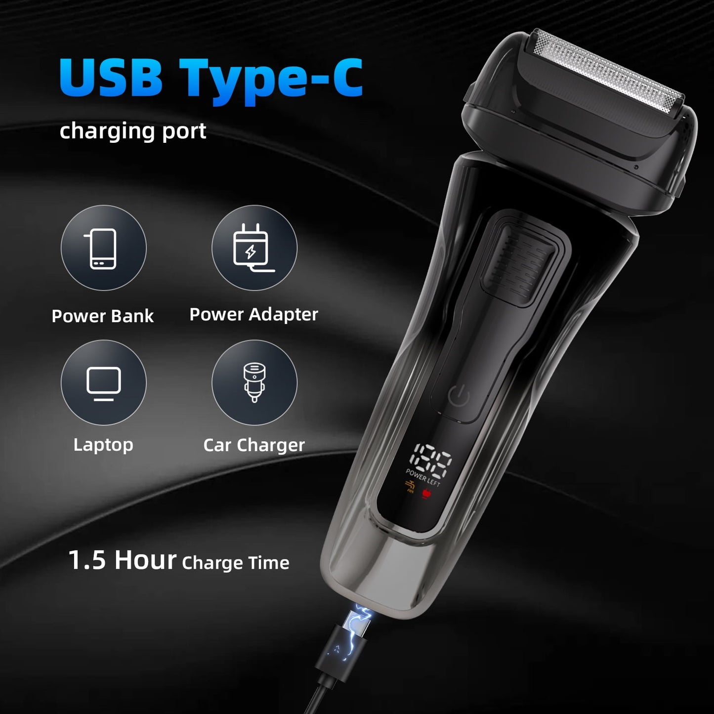 Electric Razor for Men - Cordless Foil Shaver with Pop-Up Trimmer, Lightweight Handheld Design Hair Trimmer with LED Display