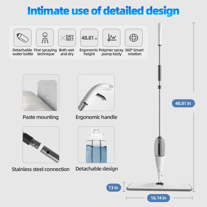 TORIO 360° Spin Spray Mop, No Batteries Required Lightweight & Efficient Ideal for Kitchen, Bathroom & Home Cleaning