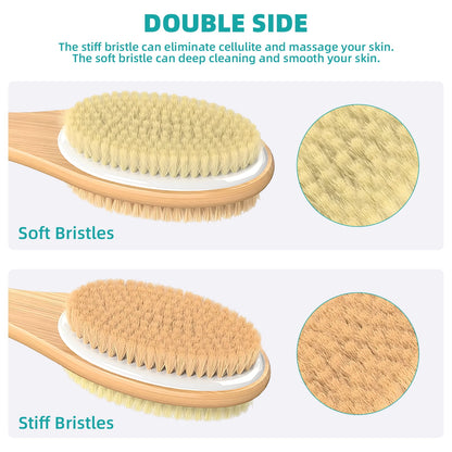 Torio Long Handled,Shower Brush with Dual Sided Massage Head Deep Clean and Relaxation for All Ages