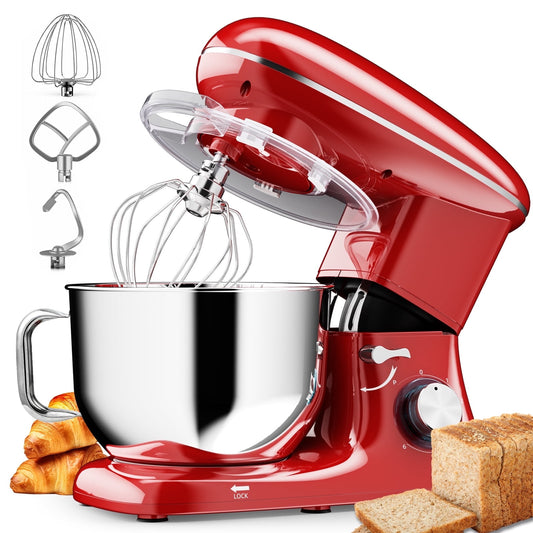 6.5 QT Electric Stand Mixer, 3-IN-1 Food Mixer, Kitchen Electric Mixer with Dough Hook, Beater, Whisk, Bowl for Most Home Cooks
