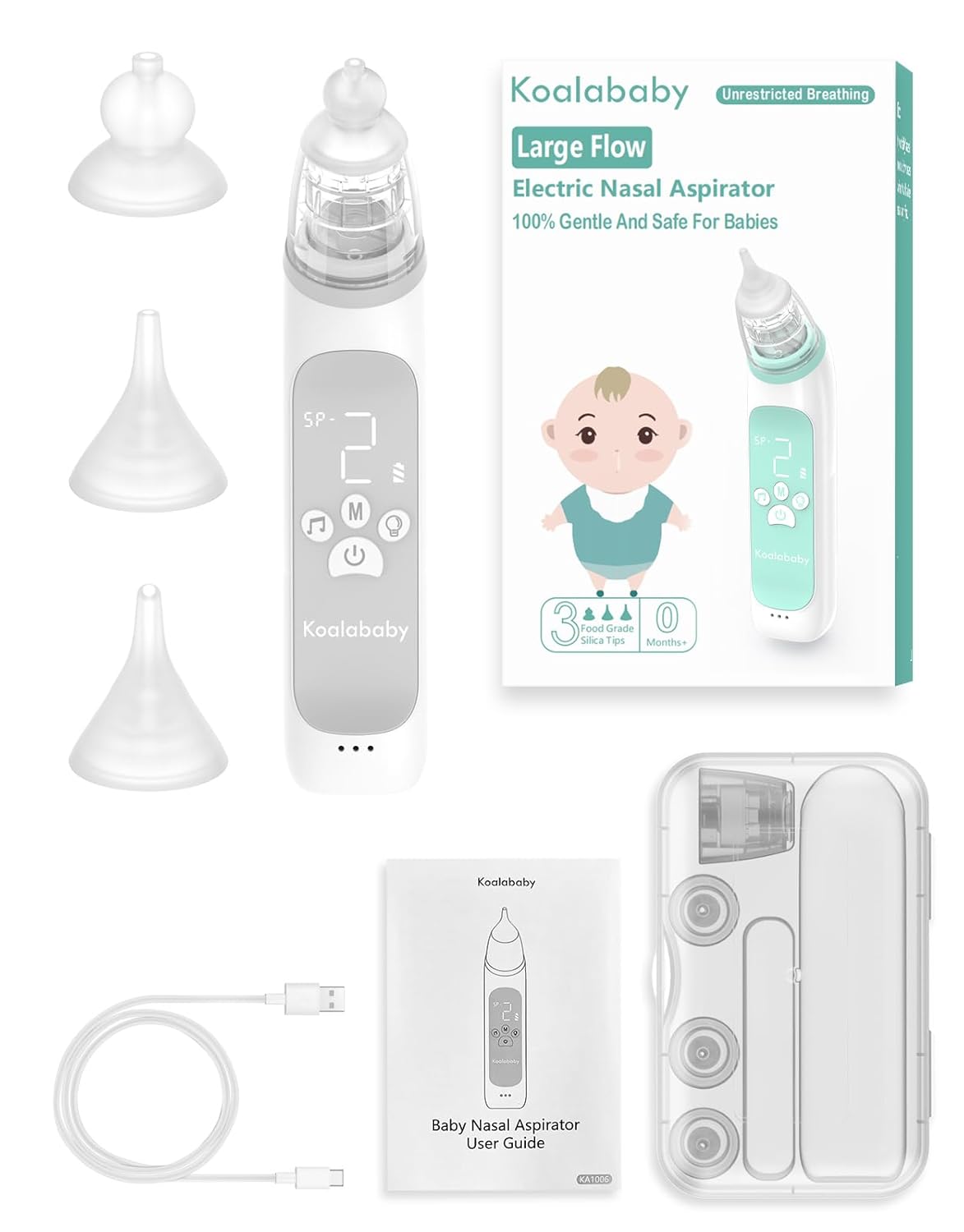 Electric Nasal Aspirator, Newest Nose Sucker for Baby, Nose Cleaner for Toddlers with 3 Suction Levels, Soothing Music and Light