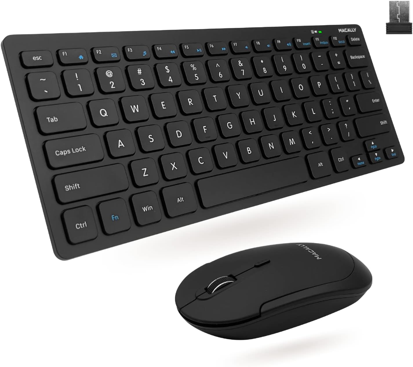 Small Wireless Keyboard and Mouse Combo for PC - an Essential Work Duo - 2.4G - 78 Compact Key Cordless Mouse and Keyboard Combo with Mini Body and Quiet Click